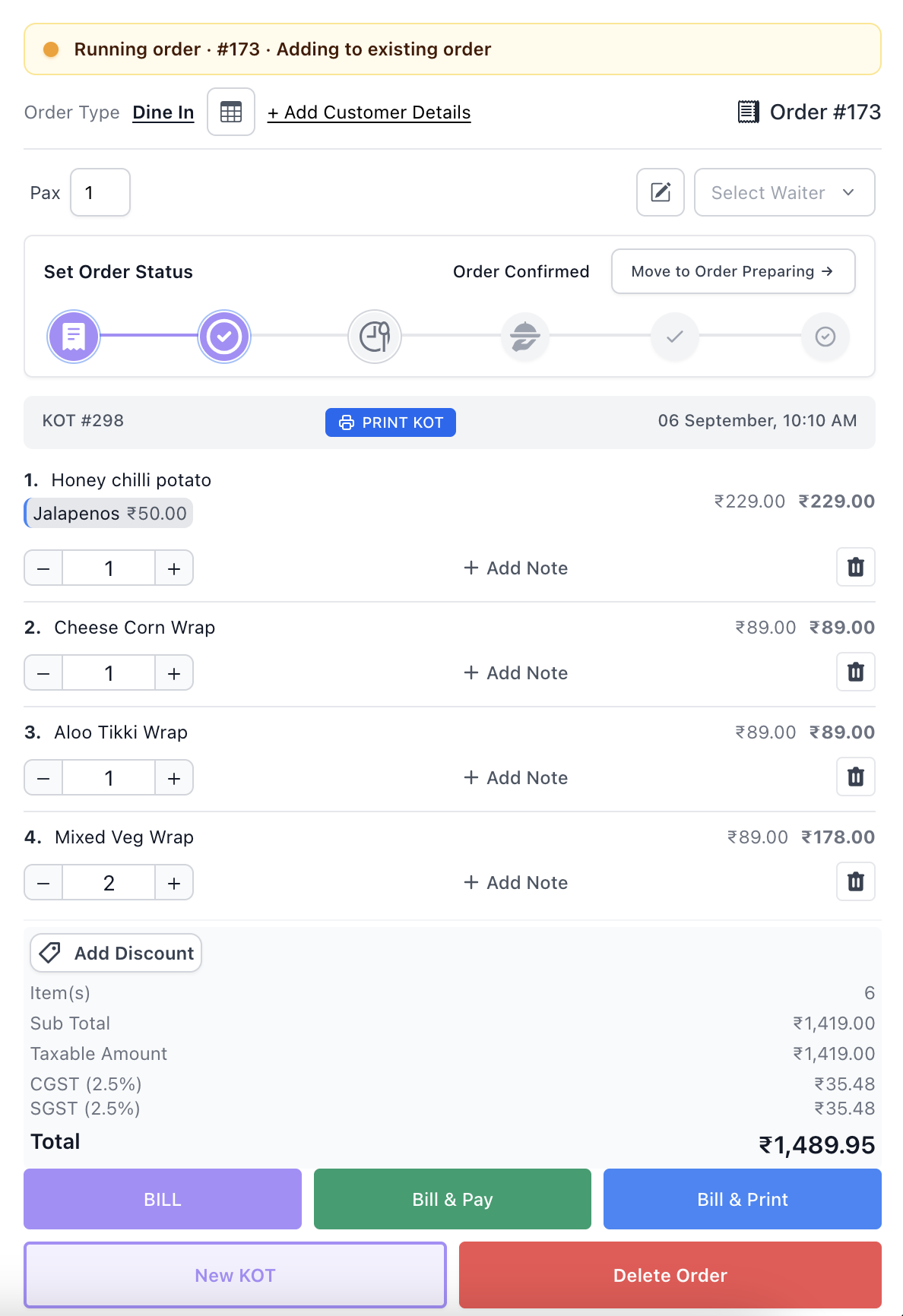 Order Management Sidebar Interface